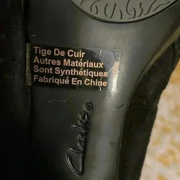 Clarks tige de cuir suede embroidered size, zipper heels, 7.5 - Picture 6 of 8